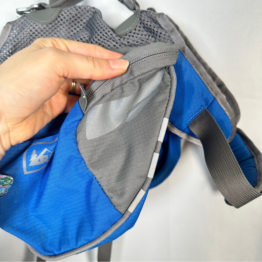 REI Dog Hiking Pack Nylon Saddlebag Harness Small Blue Gray Reflective Trim - Picture 9 of 16